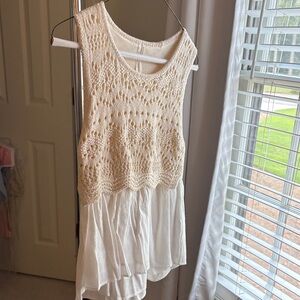 Anthropologie Cream Crochet Sleeveless Top